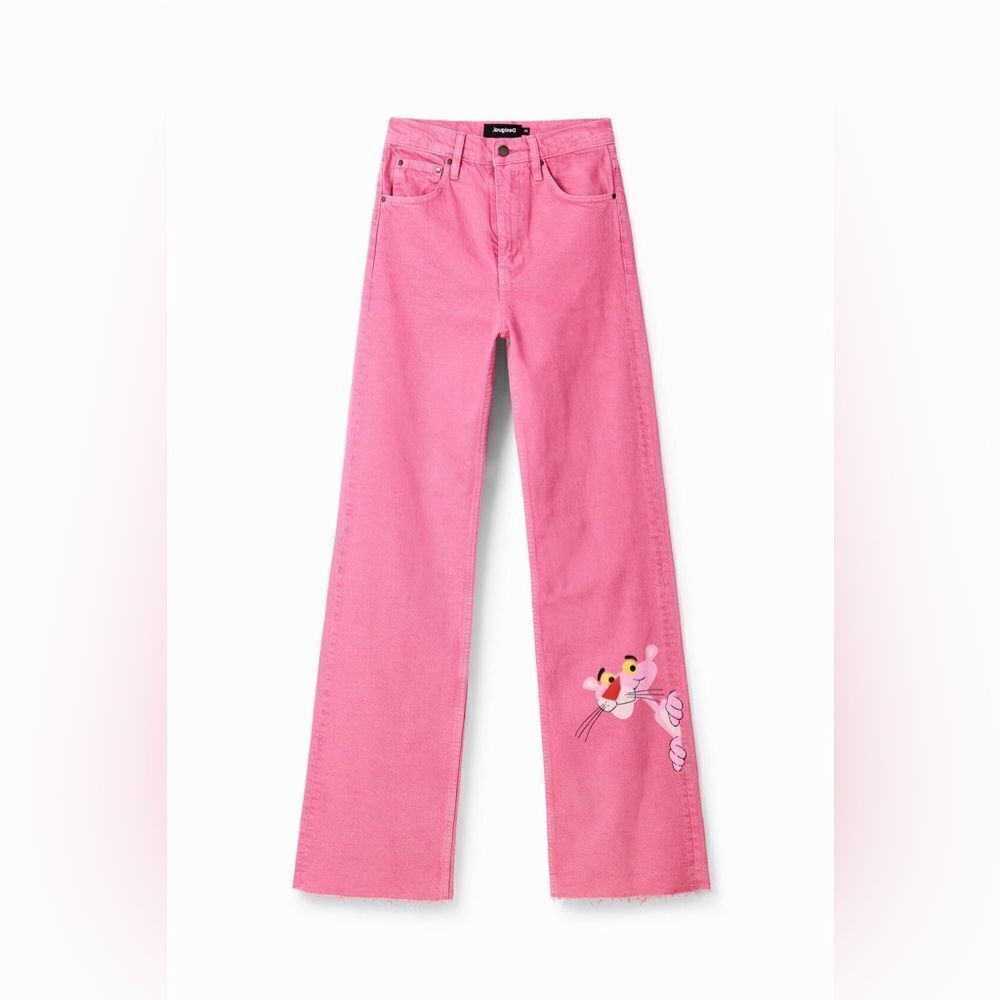 đ„DESIGUAL Wide-leg Pink Panther jeans szâ4âNEW - Picture 7 of 8